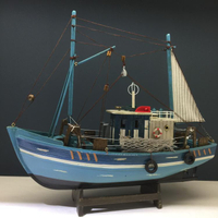 仿真帆船模型擺件 地中海風格實木質工藝船 一帆風順小船 漁船