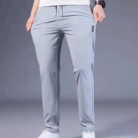 Men Thick Trousers Cozy Men's Winter Pants Plush Elastic Waist Straight Fit with Pockets Ideal for Autumn Sports Activities Soft
