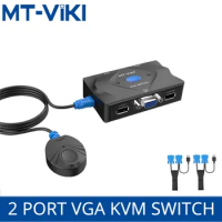 MT-VIKI KVM Smart Switch 2 In 1 Out With Desktop Controller Switch USB Mouse Keyboard Printer Switcher VGA KVM Sharer