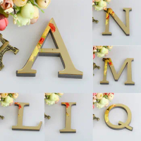 10/15cm 3D Mirror Letters Wall Stickers For Logo Name Alphabet Wedding English Wall Home Decor Gold Color Wall Sticker DIY
