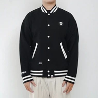 Jaket AAPE NOW BACK STRIPE WHITE BLACK VARSITY JACKET 100% ORIGINAL L