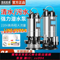 可打統編 潛水泵220V家用水泵不銹鋼清水泵抽水機高揚程農田灌溉污水抽水泵