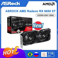 ASROCK New AMD Radeon RX 6600 XT RX6600XT 8GB GDDR6 128-bit 6600XT Video Cards AMD GPU Graphic Card Gamer placa de video
