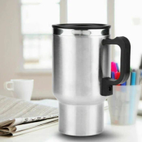 450ml Car Electric Water Heater Mug Stainless Steel 12V Camping Travel Heated Coffee Kettle Cup Car Drinking Bottle