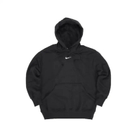 【NIKE 耐吉】長袖上衣 Phoenix Fleece 女款 黑 帽T 連帽上衣 長T 休閒 小勾 寬鬆 刷毛(DQ5861-010)
