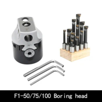 2/3/4 Inch 50/75/100mm F1 Type Boring Head 12/18/25mm Lathe Boring Bar Milling Holder for Milling Machine Tools + Hex Wrenche