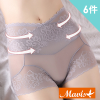 Mavis瑪薇絲-法式蕾絲雙層收腹內褲/高腰內褲(6件)