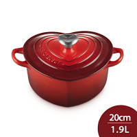 Le Creuset 愛心鑄鐵鍋 20cm 1.9L 櫻桃紅 心型鋼頭 法國製 愛心鍋 湯鍋 燉鍋 (電磁爐 IH爐可用)