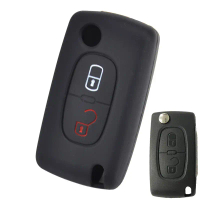 Sarung Penutup Kunci Kereta Silikon, 2 Butang, Untuk Peugeot 308, 207, 307, 807, Citroen C3, C4 Acce