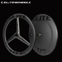 ELITEWHEELS Time Trial Disc Wheels Carbon Fiber DiscTriathlon Wheelst front 3 Spoke Wheelset rear Disc Wheel For TT Bike Racing