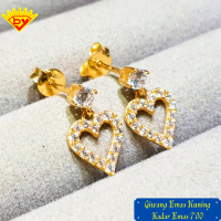 Giwang Anting Tusuk Model Hati Emas Kuning Kadar Emas 700