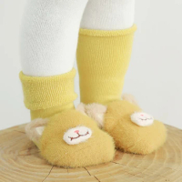 Boys and Girls Non Slip Baby Socks Soft Round Neck Socks With 3D Animal Heads Three-Dimensional Cartoon Non Slip Toddler Socks