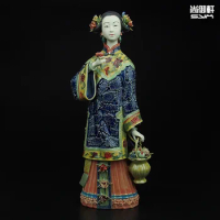 Shiwan Boneka Master dari Halus Wanita dari Cina Kuno Gambar Ornamen Selamat Ulang Tahun Modern Kerajinan Keramik Buatan Tangan
