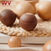 WV Ball Wooden Cabinet Knobs Unfinished Wood Cupboard Furniture Drawer Pulls Handles with Screws for Wardrobe Dresser Closet
