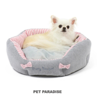 【PET PARADISE】床 粉紅蝴蝶結 灰M(寵物窩 寵物睡窩)