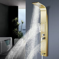 免運 智能集成式花灑淋浴器五檔花灑出水浴室套裝 明裝淋浴屏家用 掛壁