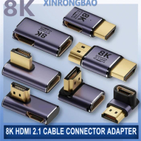 8K HDMI-compatible 2.1 Cable Connector Adapter 270 90 Degree Angle 2 Pieces Male To Female Converters Cable Adaptor Extender 3D