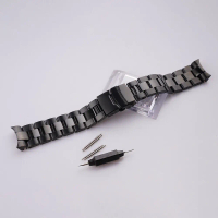 22mm BLACK 316L Steel Solid Curved  Watch Band strap Bracelet For SKX 007/009 Elegant Accessory for 