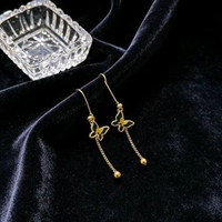 anting titanium wanita model kupu-kupu juntai kekinian