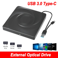 Type C/USB 3.0 External DVD Drive CD Player PC DVD-RW ROM Player CD-RW Slim External CD DVD Drive For Macbook Laptop Desktop