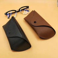 Brand Design Eyeglass Accessories PU Leather Fold-able Portable Sunglasses Case Oversize Glasses Box Easy Carry Eyewear Storage
