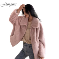 Ftangaiur 2021 Winter Import Velvet Mink Fur Coat For Femal Turn-Down Collar Natural Fur Coat Women Short Real Mink Fur Coats