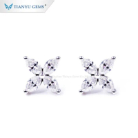 Tianyu Gems 5x3mm Marquise Cut Moissanite Stud Earrings 18k 14k 10k White Gold DEF Sparkle Diamonds Wedding Earrings Women Girls
