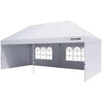 Canopy 10'X20' Pop Up Canopy Gazebo Commercial Tent With 4 Removable Sidewalls Stakes X12 Exterior Door Marquee Camping Awnings