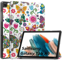 50pcs/lot For Samsung Galaxy Tab A9 Custer 3 Folding Stand Cartoon Book Style Leather Case For Samsung Galaxy Tab A9 plus