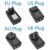 IEEE802.3af POE power adapter,Input AC 100-240V, Output DC48V 0.5A for HIKVISION Dahua Video Intercom IP camera