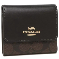 Coach COACH 皮革女裝摺叠鈕扣錢包(CE930)-IM/Brown/Black