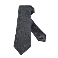 EMPORIO ARMANI 地形區塊花紋設計真絲領帶(寬版/深灰)