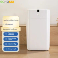 ECHOME Smart Trash Can Kitchen Automatic Packaging Bag Changing Sensor Wastebasket Voice Prompt Waterproofing Bathroom Trash Can
