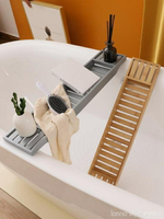 簡約風日式置物架浴缸架浴缸上置物板泡澡托盤楠竹浴缸神器 全館免運
