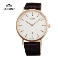 ORIENT 東方錶 SLIM系列 極簡風格石英錶 皮帶款 玫瑰金 FGW05002W-40.0mm