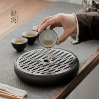 日式創意儲水式茶盤家用簡約小茶臺功夫茶具茶海鐵銹絡層干泡茶盤