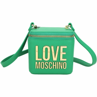 LOVE MOSCHINO 迷你款 金屬字母LOGO皮革肩背/斜背化妝包(綠色)