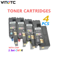 4X Toner Cartridges For Dell 1660 C1660 C1660W C1660CN C1660CNW Compatible Color Laser Printer With Toner Reset Cartridge Chips