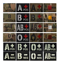 Blood Type Infrared Glow in the Dark Patches A+ B+ O+ AB+ POS Positive IR Patch Reversed CP Military Patch Badge with Hook Loop