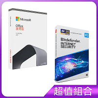 [組合] 微軟 Microsoft Office 2021 家用版-中文盒裝(無光碟）+卡片版- Bitdefender Internet Security 必特網路資安防毒軟體1設備18個月