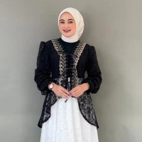 Wisa Outer Tunik Tille Brukat Cardigan Tille Brokat Lengan Panjang Kebaya Tunik atasan outher brukat