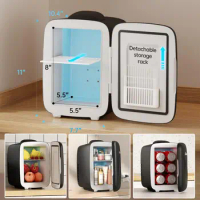 Mini Fridge [Upgrade], Small Fridge Rapid Cooling 4 Liter/6 Cans Skincare Fridge, Cooler and Warmer Refrigerators for Bedroom, C
