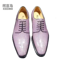 Pearl fish skin shoes male fashion business wedding shoes male formal shoes leather sole Real stingray skin male dress shoes