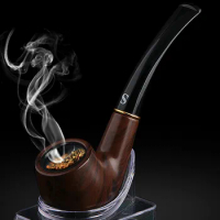 Tobacco Chimney Filter Smoking Pipe Herb Bakelite Pipes Narguile Grinder Smoking Cigarette Holder With Pipe Rack Gift Box