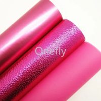 Onefly 21X29CM Rose JELLY PVC, Metallic Litchi Smooth Synthetic Leather Sheets For Bow DIY handbags shoes DQ090