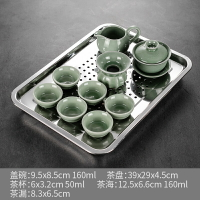 功夫茶具套裝不銹鋼茶盤茶盤家用小茶臺茶托盤簡約小號日式儲水式