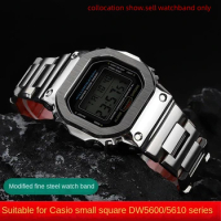 Modified Quick release Solid stainless steel watch strap For G-SHOCK Casio DW5600 GW-B5600 GWM5610 metal red Resin men watchband