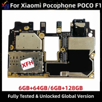 Motherboard for Xiaomi Pocophone F1, Unlocked Original Mainboard, 64GB, 128GB ROM, with Google Playstore Installed