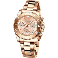 BIDEN Women's Watch Chronograph Stainless Steel Waterproof Date Analog Quartz Movement Business Fashion Wrist Watch for Women