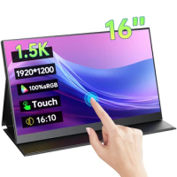 16 Inch 1.5K Touchscreen Portable Monitor Ultra-Slim 1920*1200 16:10 IPS Display 100%sRGB HDR Gaming Screen For PC Mac Phone PS4